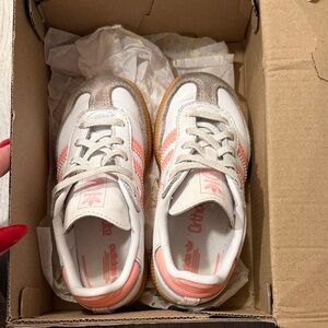 Adidas Kids' White and Coral Sneakers